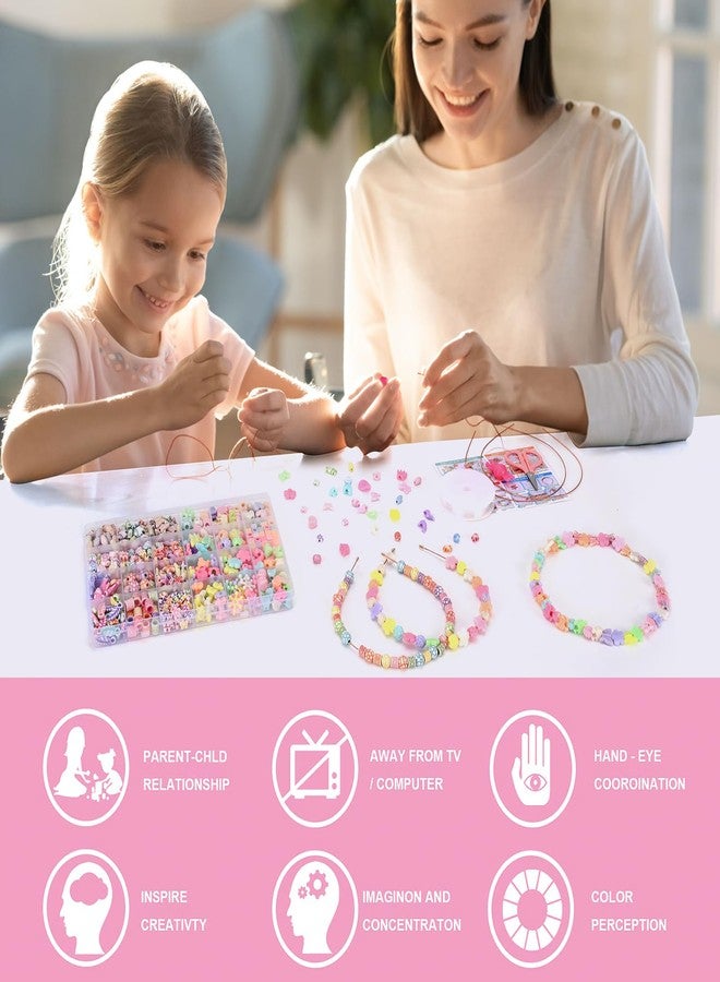 KRIVTEJ Jewellery Making Kit for Girls, Bracelet Making Kit for Kids DIY Colorful Bracelet Necklace Making, Activity Games for Girls Age 6-12 Years Old,Plastic, Multicolor - Image 3